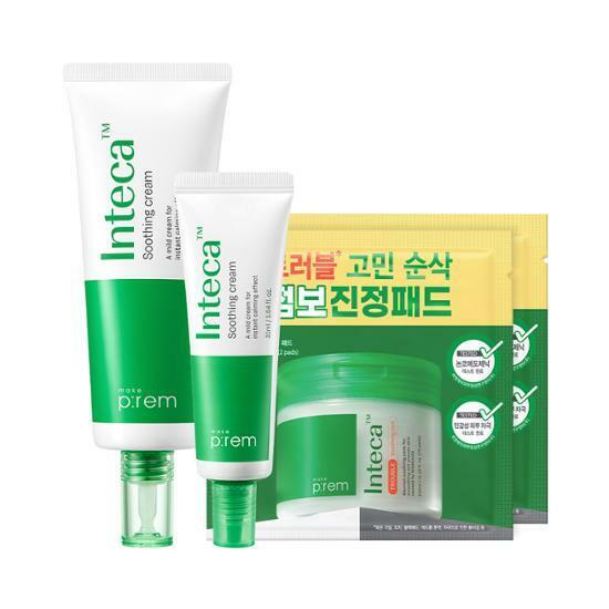 makeprem Inteca Soothing Cream 70ml Set (+Cream 31ml+Pad 2P*2ea) | OLIVE  YOUNG Global