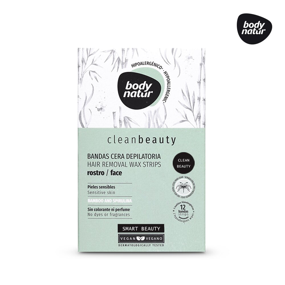 Bodynatur Clean Beauty Hair Removal Wax Strips Face 12EA | OLIVE