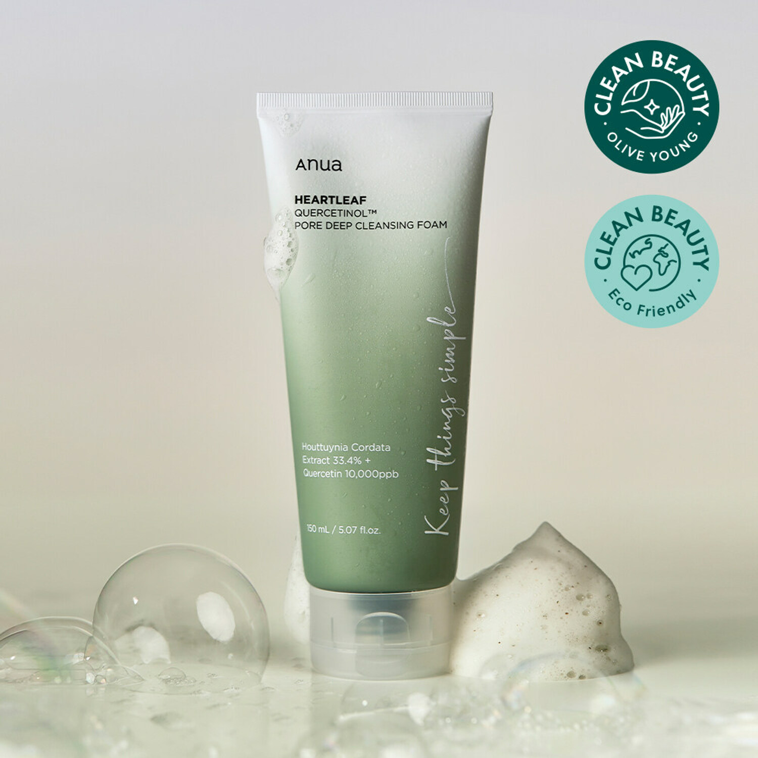 Anua Heartleaf Quercetinol Pore Deep Cleansing Foam 150mL